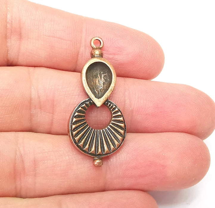 Copper Dangle Charms, Boho Charms, Rustic Charms, Earring Charms, Copper Pendant, Necklace Parts, Antique Copper Plated 38x16mm G35855