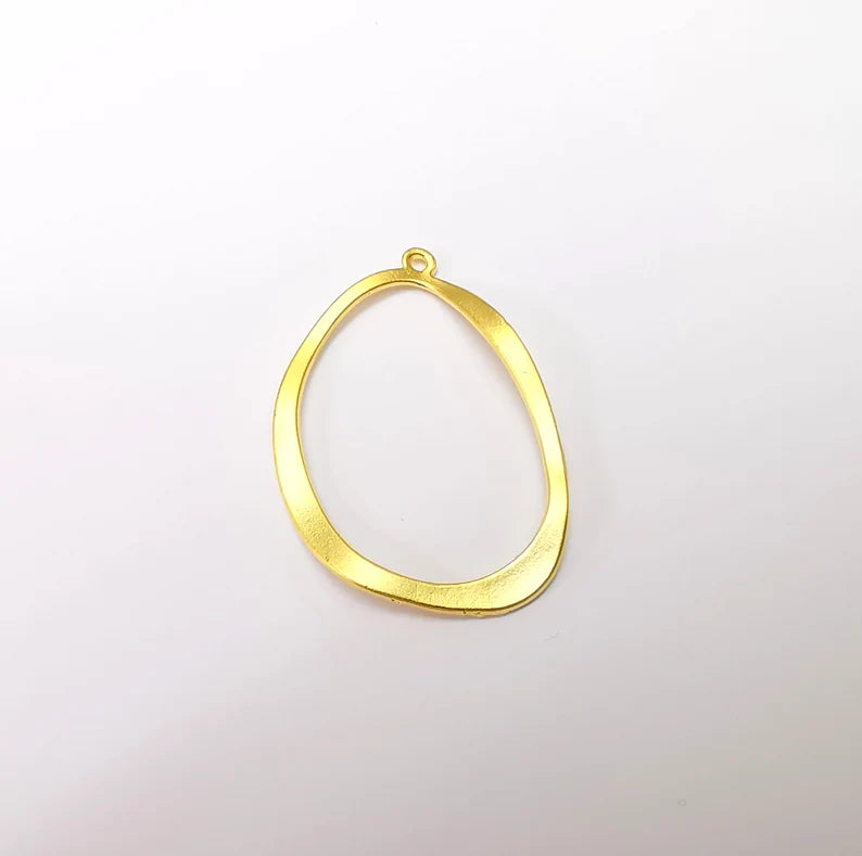 Gold Oval Circle Connector, Gold Plated Charms, Jewelry Parts, Pendant Component, Gold Plated Findings (38x27mm) G35858