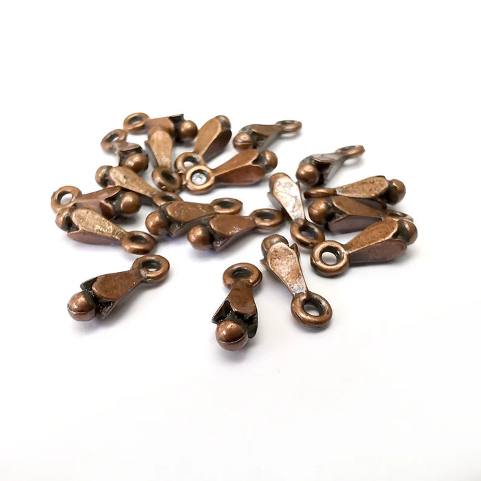 10 Spike Charms, Small Charms, Earring Charms, Copper Pendant, Necklace Pendant, Antique Copper Plated Metal 13x4mm G35666