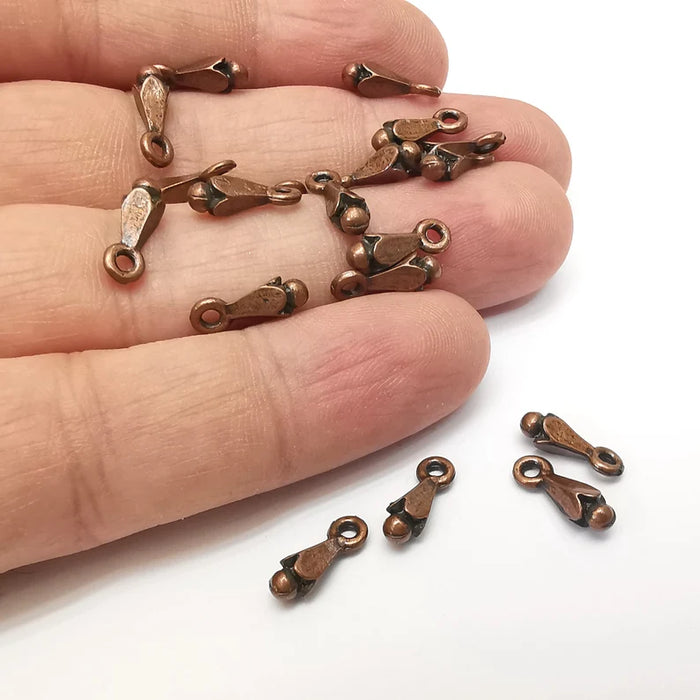10 Spike Charms, Small Charms, Earring Charms, Copper Pendant, Necklace Pendant, Antique Copper Plated Metal 13x4mm G35666