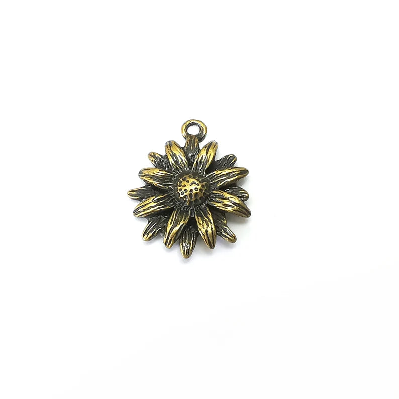 2 Bronze Flower Charms, Nature Charms, Dangle Charm, DIY Charms, Earring Charm, Necklace Parts, Antique Bronze Plated 26x22mm G35667
