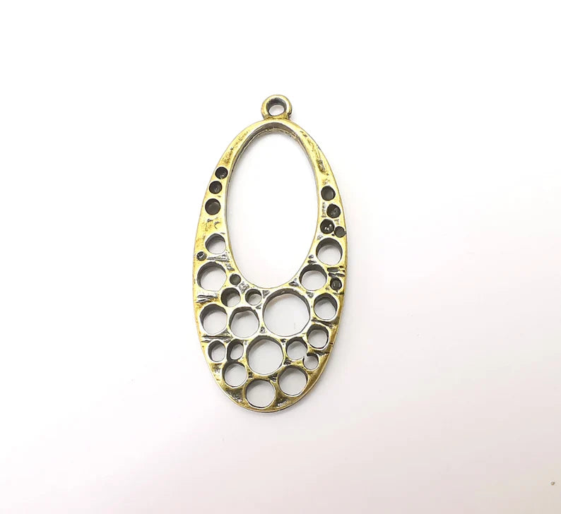 Bronze Oval Charms, Boho Charm, Rustic Charm, Earring Charm, Bronze Pendant, Necklace Parts, Antique Bronze Plated 45x20mm G35682