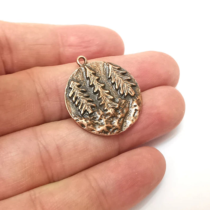 Copper Pine Tree Charms, Forest Charms, Earring Charms, Copper Pendant, Necklace Parts, Antique Copper Plated 29x26mm G35862
