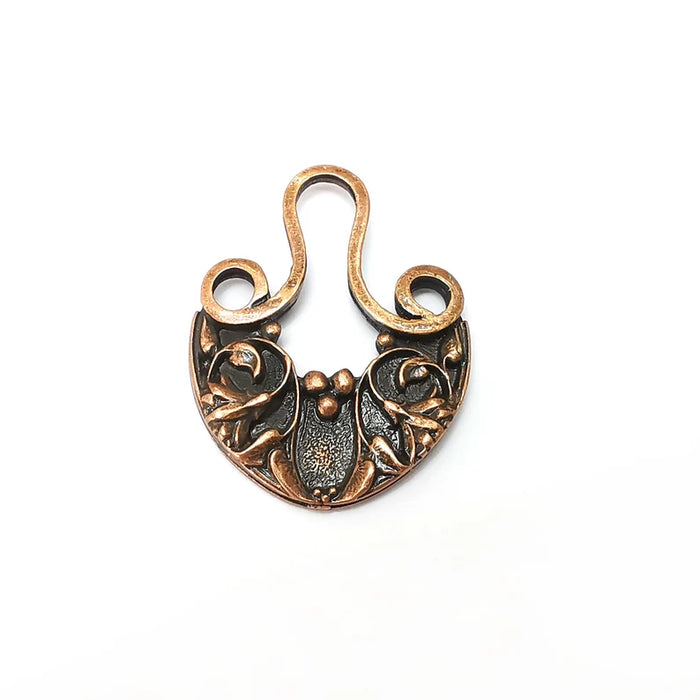 Copper Flower Charms, Dangle Charms, Earring Charms, Copper Pendant, Necklace Parts, Antique Copper Plated 38x29mm G35863
