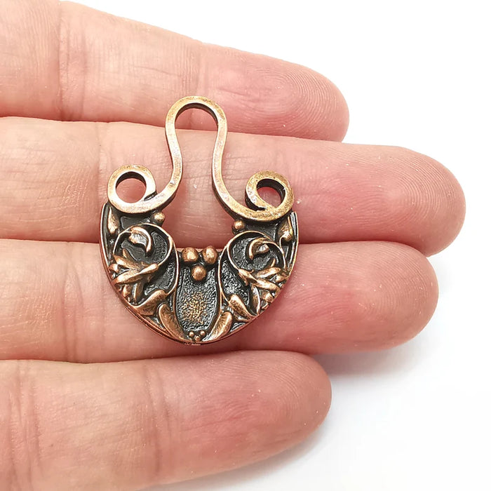 Copper Flower Charms, Dangle Charms, Earring Charms, Copper Pendant, Necklace Parts, Antique Copper Plated 38x29mm G35863