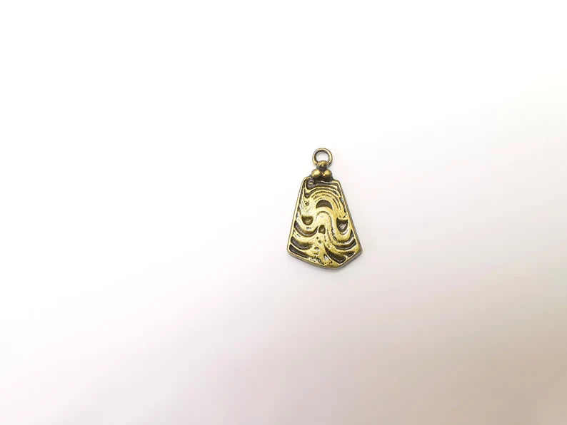 2 Bronze Dangle Charms, Hammered Boho Charm, Rustic Charm, Earring Charm, Bronze Pendant, Necklace Parts, Antique Bronze Plated 30x17mm G35684