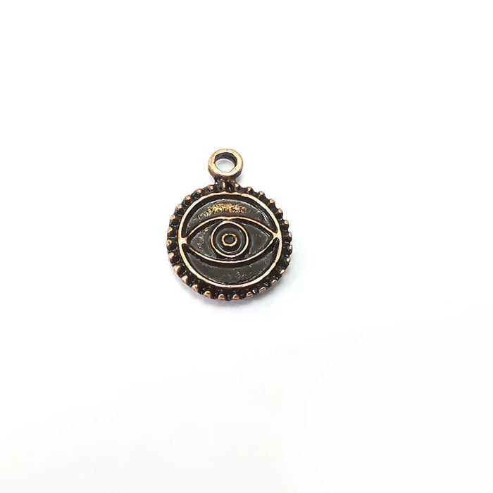 10 Copper Eye Charms, Boho Charms, Rustic Charms, Earring Charms, Copper Pendant, Necklace Parts, Antique Copper Plated 16x12mm G35693