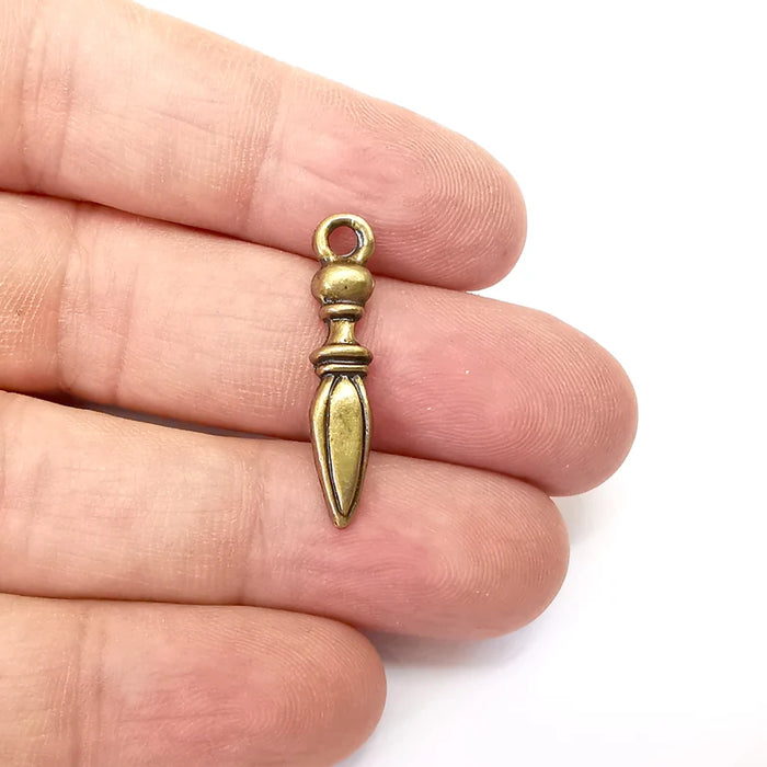 5 Bronze Spike Charms, Stalactite Charms, Bracelet Charms, Earring Charms, Boho Charms, Spear charms, Antique Bronze Plated (29x5mm) G35695