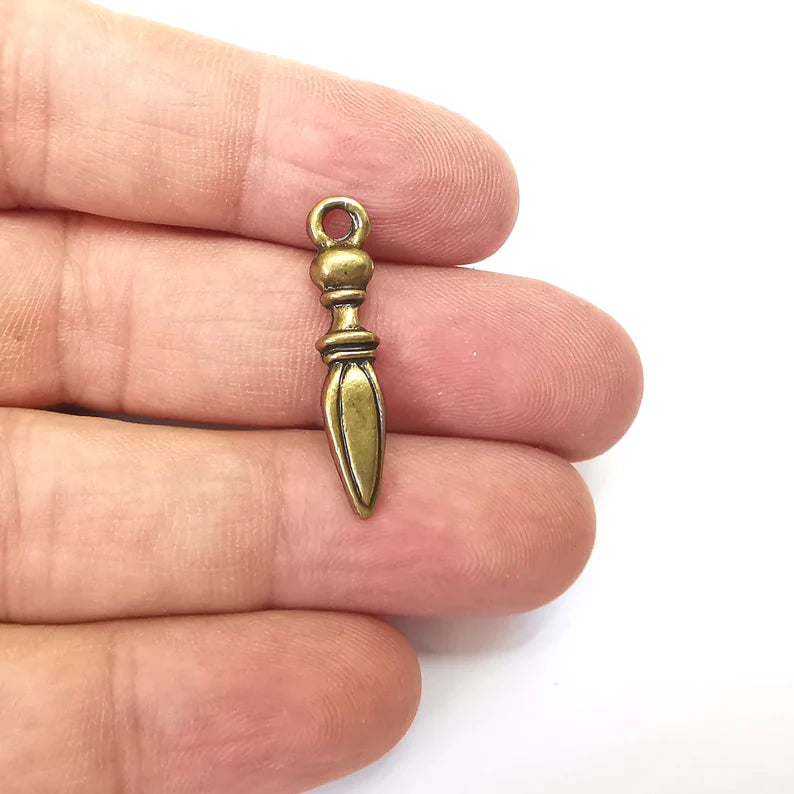 5 Bronze Spike Charms, Stalactite Charms, Bracelet Charms, Earring Charms, Boho Charms, Spear charms, Antique Bronze Plated (29x5mm) G35695
