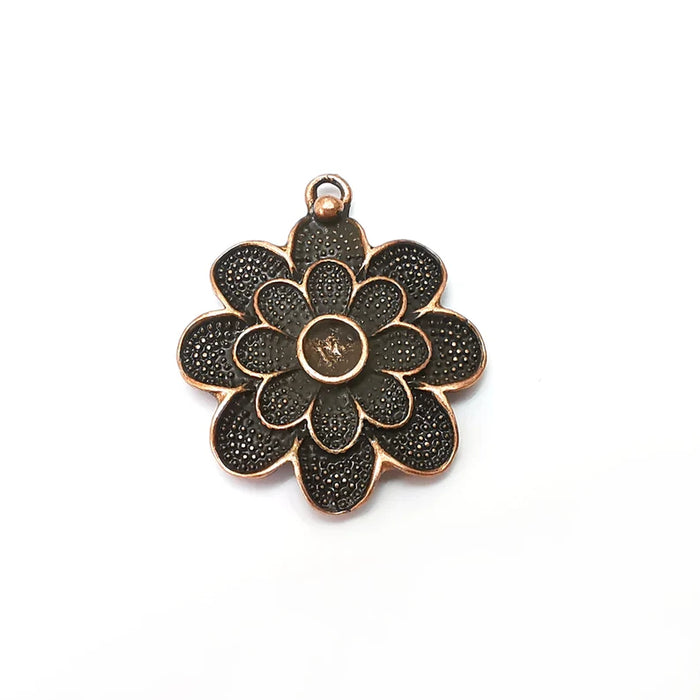 Flower Charms, Dangle Flower Charms, Floral Charms, Pendant Component, Earring Charms, Necklace Parts, Antique Copper Plated 37x31mm G35868