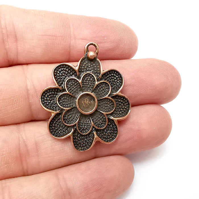 Flower Charms, Dangle Flower Charms, Floral Charms, Pendant Component, Earring Charms, Necklace Parts, Antique Copper Plated 37x31mm G35868