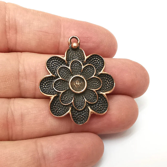 Flower Charms, Dangle Flower Charms, Floral Charms, Pendant Component, Earring Charms, Necklace Parts, Antique Copper Plated 37x31mm G35868