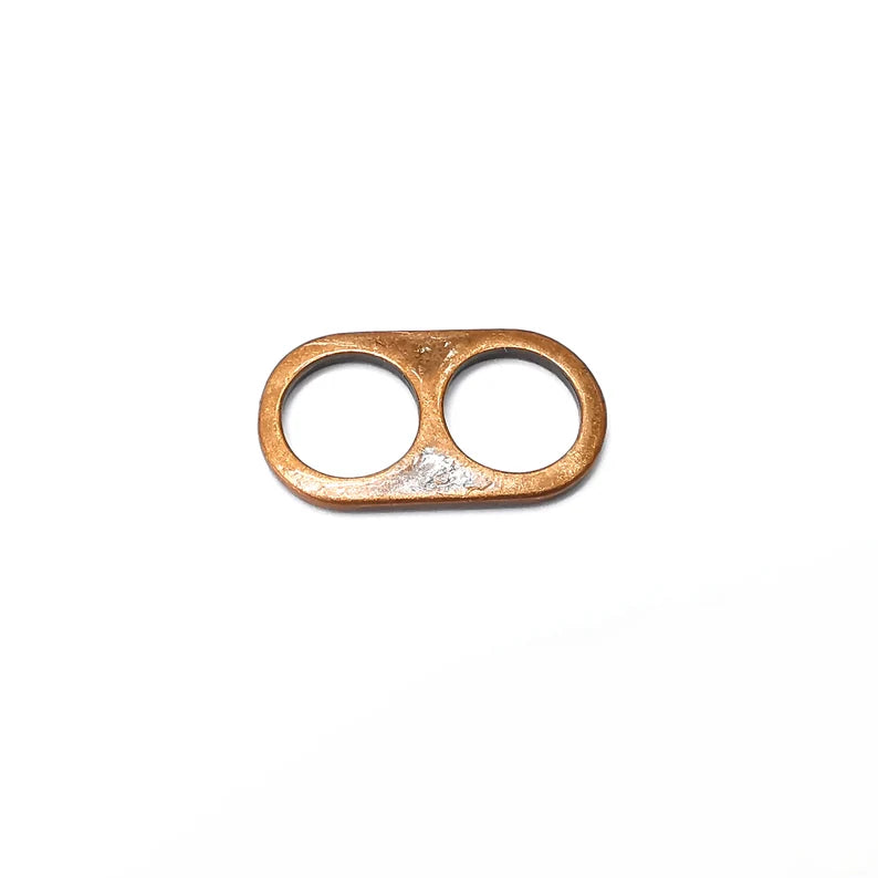 5 Copper Two Hole Connector, Jewelry Parts, Copper Bracelet Component, Antique Copper Finding, Antique Copper Plated Metal (25x15mm) G35699
