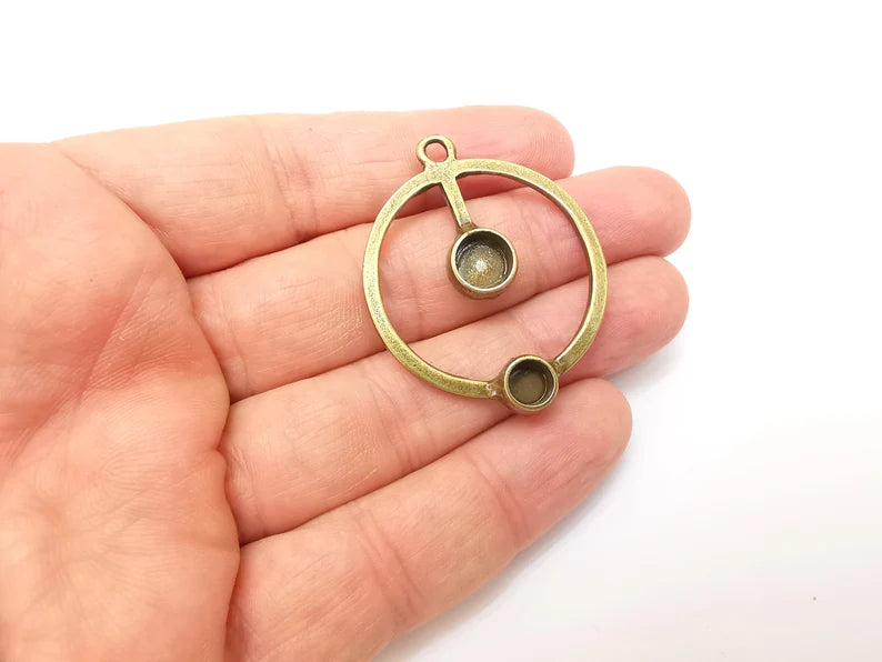 Round Pendant Blanks, Resin Bezel Bases, Mosaic Mountings, Dry flower Frame, Polymer Clay base, Antique Bronze Plated 6mm and 8mm G33949