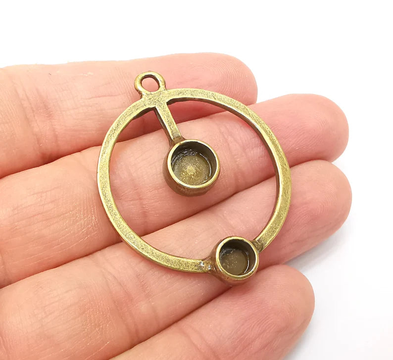 Round Pendant Blanks, Resin Bezel Bases, Mosaic Mountings, Dry flower Frame, Polymer Clay base, Antique Bronze Plated 6mm and 8mm G33949