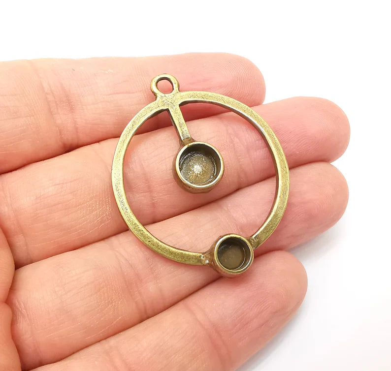 Round Pendant Blanks, Resin Bezel Bases, Mosaic Mountings, Dry flower Frame, Polymer Clay base, Antique Bronze Plated 6mm and 8mm G33949