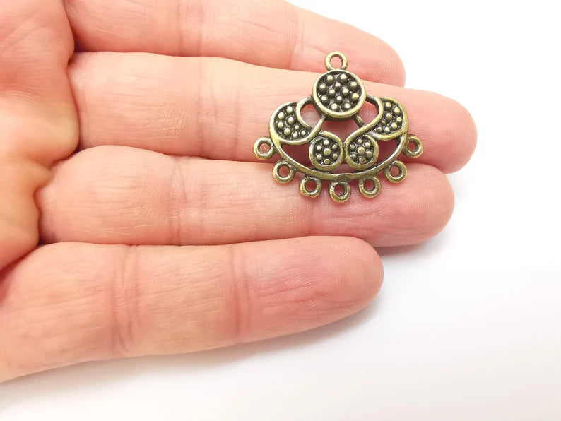 Bronze Connector Charms, Boho Charm, Rustic Charm, Earring Charm, Bronze Pendant, Necklace Parts, Antique Bronze Plated 31x28mm G35702