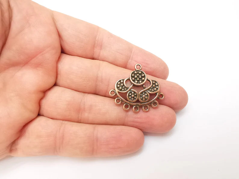 Copper Connector Charms, Boho Charm, Rustic Charm, Earring Charm, Copper Pendant, Necklace Parts, Antique Copper Plated 31x28mm G35704
