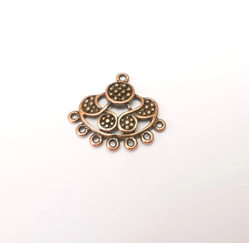 Copper Connector Charms, Boho Charm, Rustic Charm, Earring Charm, Copper Pendant, Necklace Parts, Antique Copper Plated 31x28mm G35704