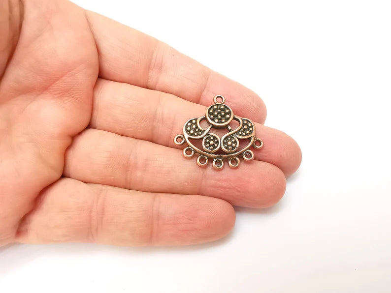 Copper Connector Charms, Boho Charm, Rustic Charm, Earring Charm, Copper Pendant, Necklace Parts, Antique Copper Plated 31x28mm G35704