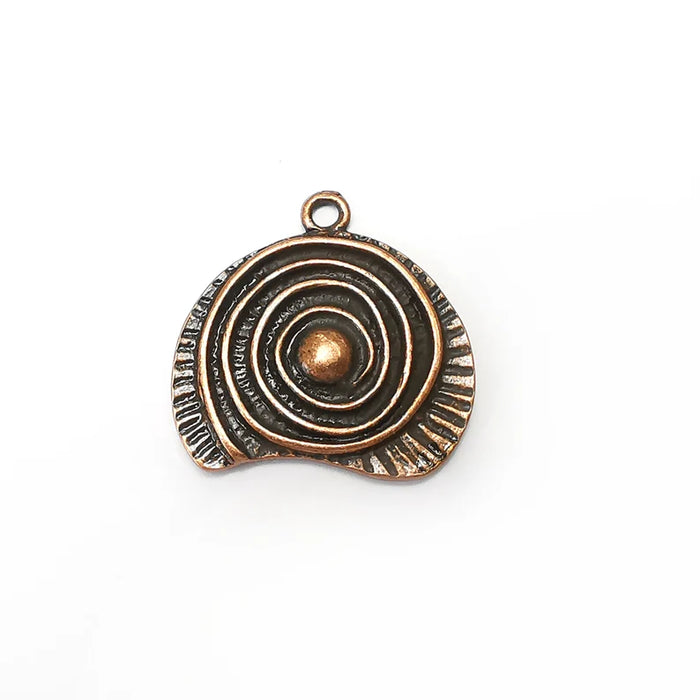 Swirl Copper Charms, Boho Charms, Earring Charms, Copper Pendant, Ethnic Rustic Charms, Necklace Parts, Antique Copper Plated 27x27mm G35877