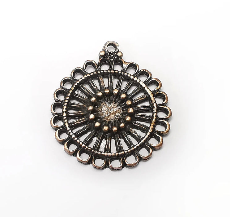 Copper Charms, Boho Charms, Earring Charms, Copper Pendant, Ethnic Rustic Charms, Necklace Parts, Antique Copper Plated 38x33mm G35879