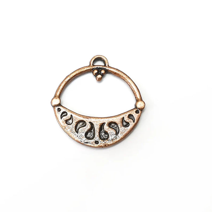 2 Copper Dangle Charms, Boho Charm, Rustic Charm, ,Earring Charm Copper Pendant, Necklace Parts, Antique Copper Plated 29x28mm G35774