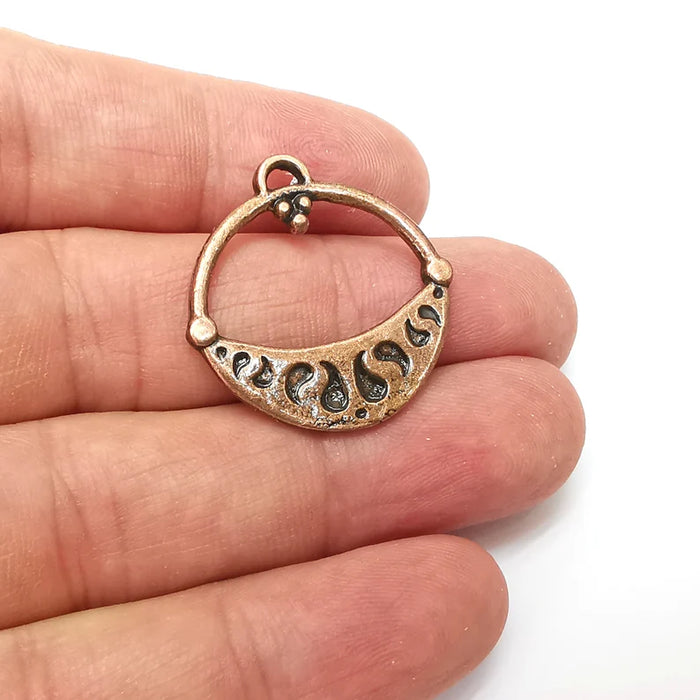 2 Copper Dangle Charms, Boho Charm, Rustic Charm, ,Earring Charm Copper Pendant, Necklace Parts, Antique Copper Plated 29x28mm G35774