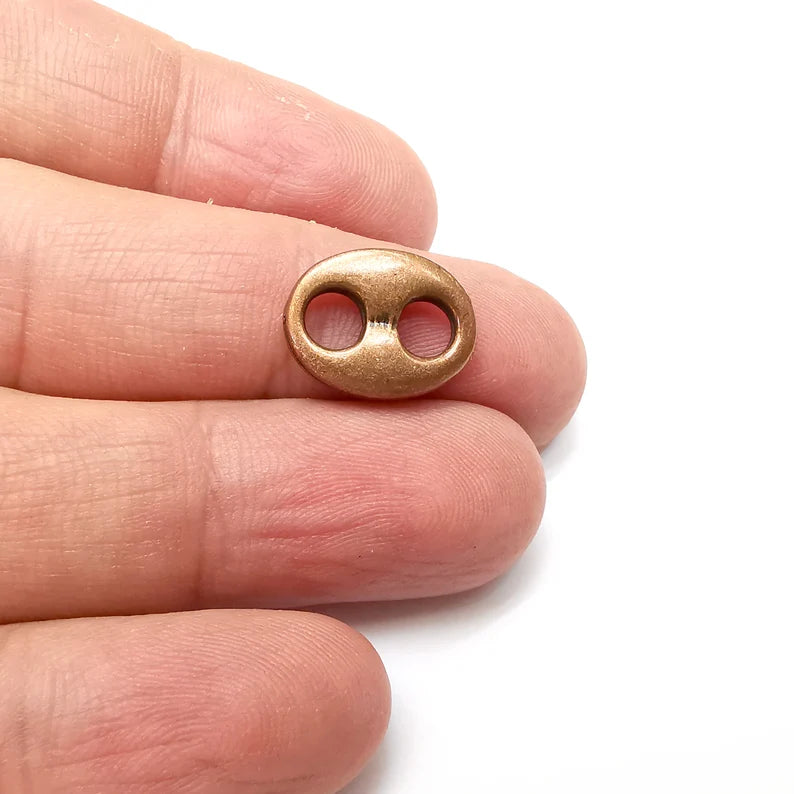 5 Copper Two Hole Connector, Jewelry Parts, Copper Bracelet Component, Antique Copper Finding, Antique Copper Plated Metal (16x12mm) G35712