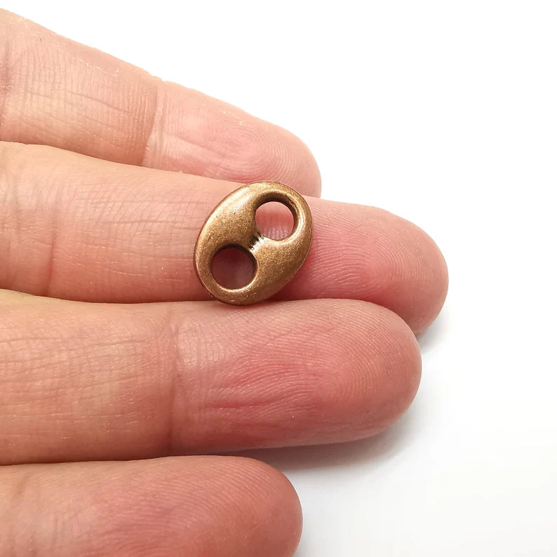 5 Copper Two Hole Connector, Jewelry Parts, Copper Bracelet Component, Antique Copper Finding, Antique Copper Plated Metal (16x12mm) G35712