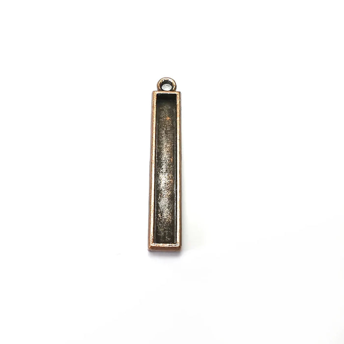 Long Rectangle Blank, Resin Kit, Charm Frame, Pendant Bezel, Earring Base, Cabochon inlay Mountings, Antique Copper Plated 40x5mm G35888