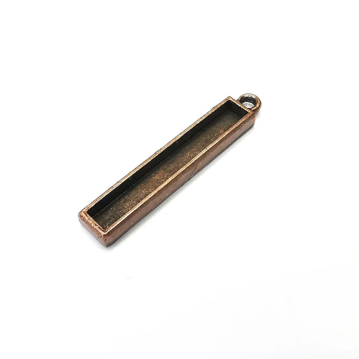 Long Rectangle Blank, Resin Kit, Charm Frame, Pendant Bezel, Earring Base, Cabochon inlay Mountings, Antique Copper Plated 40x5mm G35888