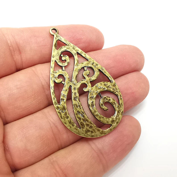 Bronze Dangle Charms, Ethnic Charms, Jewelry Parts, Bracelet Component, Antique Bronze Plated Metal Charms (54x30mm) G35890