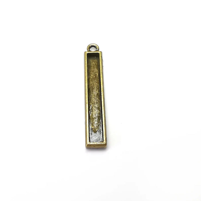 Long Rectangle Blank, Resin Kit, Charm Frame, Pendant Bezel, Earring Base, Cabochon inlay Mountings, Antique Bronze Plated 40x5mm G35912