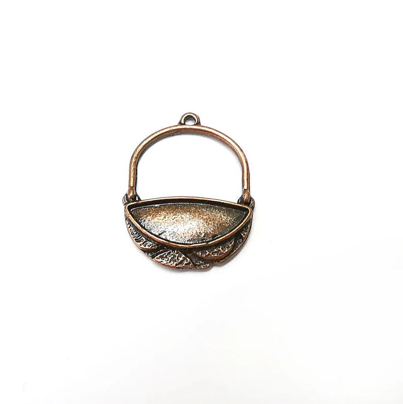 2 Copper Dangle Charms, Boho Charms, Rustic Charms, Earring Charms, Copper Pendant, Necklace Parts, Antique Copper Plated 28x21mm G35913