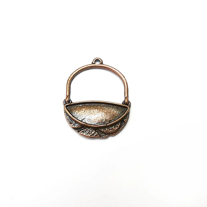 2 Copper Dangle Charms, Boho Charms, Rustic Charms, Earring Charms, Copper Pendant, Necklace Parts, Antique Copper Plated 28x21mm G35913