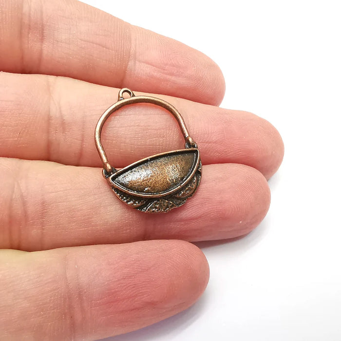 2 Copper Dangle Charms, Boho Charms, Rustic Charms, Earring Charms, Copper Pendant, Necklace Parts, Antique Copper Plated 28x21mm G35913