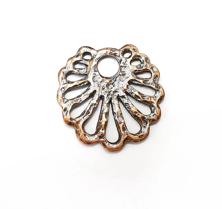 2 Hammered Dangle Charms, Boho Charms, Dangle Charm, DIY Charms, Earring Charm, Copper Necklace Parts, Antique Copper Plated 25x24mm G35914