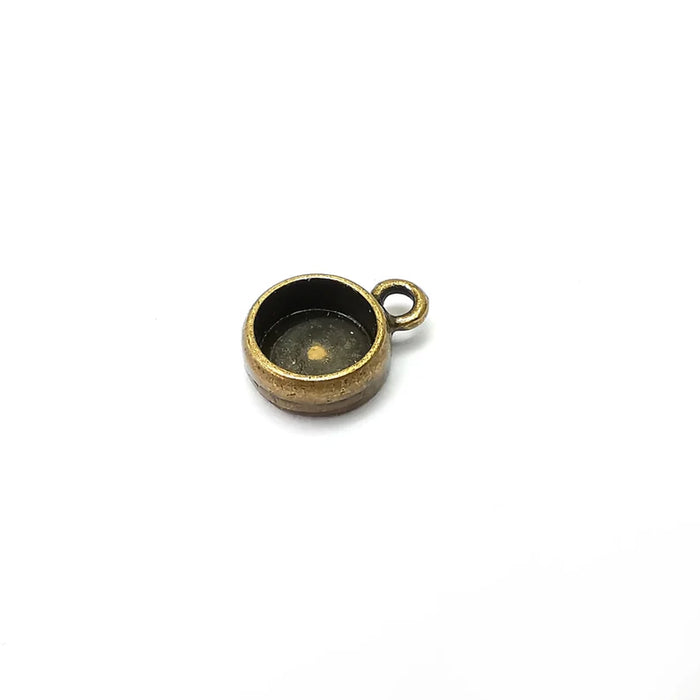 5 Round Pendant Blanks, Resin Bezel Bases, Mosaic Mountings, Dry flower Frame, Polymer Clay base, Antique Bronze Plated (5mm) G35736