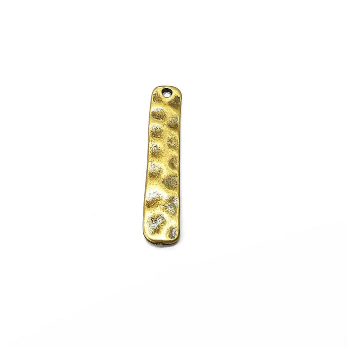 Bronze Hammered Charms, Baroque Charms, Rectangle Earring Charms, Bronze Rustic Pendant, Necklace Parts Antique Bronze Plated 30x5mm G35738