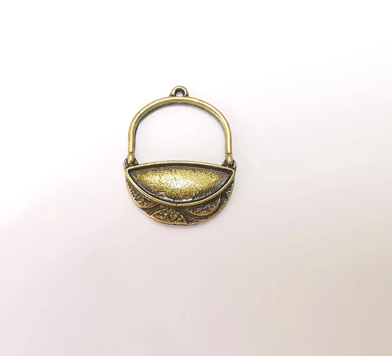 2 Bronze Dangle Charms, Earring Charms Base, Cabochon Bezel, inlay Mounting, Resin Necklace, Antique Bronze Plated Charms 14mm blank G35926