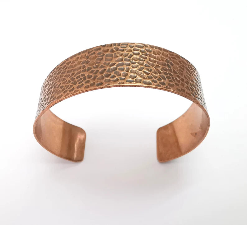 Hammered Copper Bracelet, Cuff Blank, Bracelet Base, Antique Copper Plated Brass Adjustable Bracelet (20mm) G35748