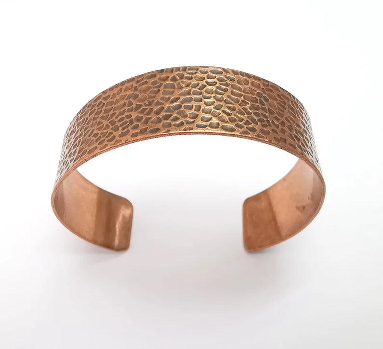 Hammered Copper Bracelet, Cuff Blank, Bracelet Base, Antique Copper Plated Brass Adjustable Bracelet (20mm) G35748