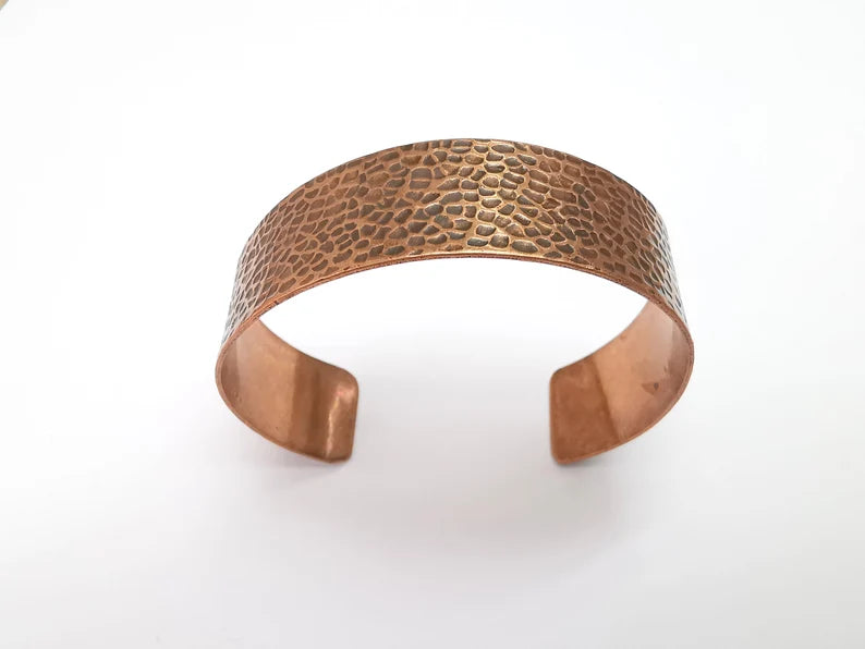 Hammered Copper Bracelet, Cuff Blank, Bracelet Base, Antique Copper Plated Brass Adjustable Bracelet (20mm) G35748