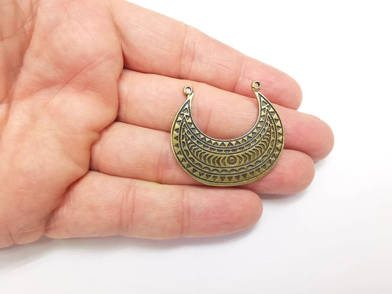 Bronze Connector Charms, Boho Charm, Rustic Charm, Earring Charm, Bronze Pendant, Necklace Parts, Antique Bronze Plated 39x35mm G35750