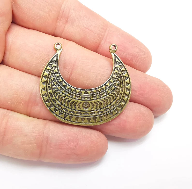 Bronze Connector Charms, Boho Charm, Rustic Charm, Earring Charm, Bronze Pendant, Necklace Parts, Antique Bronze Plated 39x35mm G35750