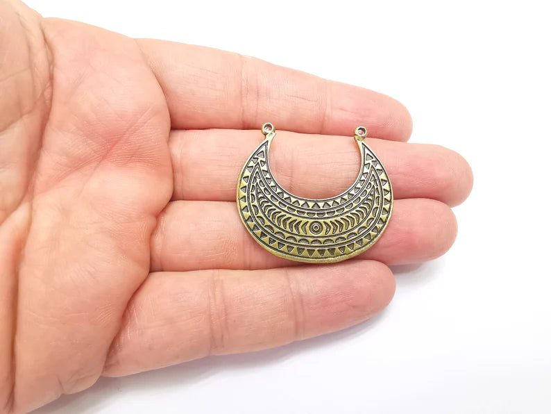 Bronze Connector Charms, Boho Charm, Rustic Charm, Earring Charm, Bronze Pendant, Necklace Parts, Antique Bronze Plated 39x35mm G35750