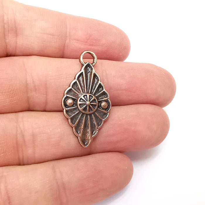 2 Copper Marquise Charms, Boho Charms, Rustic Charms, Earring Charms, Copper Pendant, Necklace Parts, Antique Copper Plated 34x17mm G35934