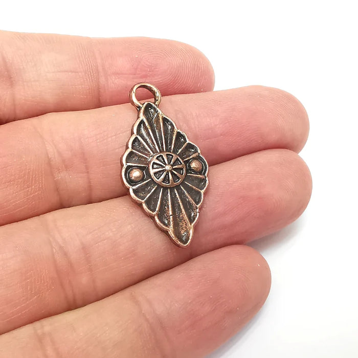 2 Copper Marquise Charms, Boho Charms, Rustic Charms, Earring Charms, Copper Pendant, Necklace Parts, Antique Copper Plated 34x17mm G35934