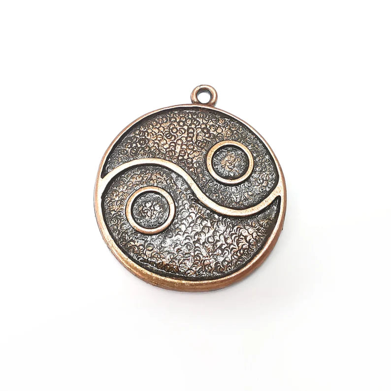Copper Round Pendant Blank, Charms Base, Cabochon Bezel, inlay Mounting, Resin Necklace, Antique Copper plated 7mm blank G35938